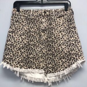 Free People cheetah print denim skirt